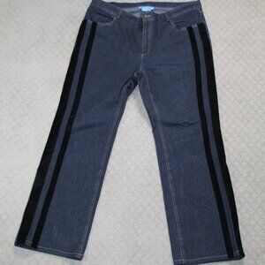 Doncaster Sport Size 16 Dark Blue Black Velvet Side Stripe Jeans